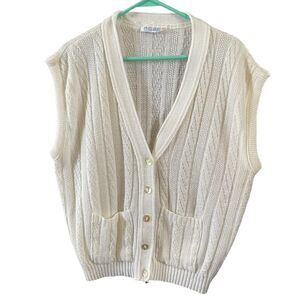 Vintage Rose size L made in USA button front sweater vest.